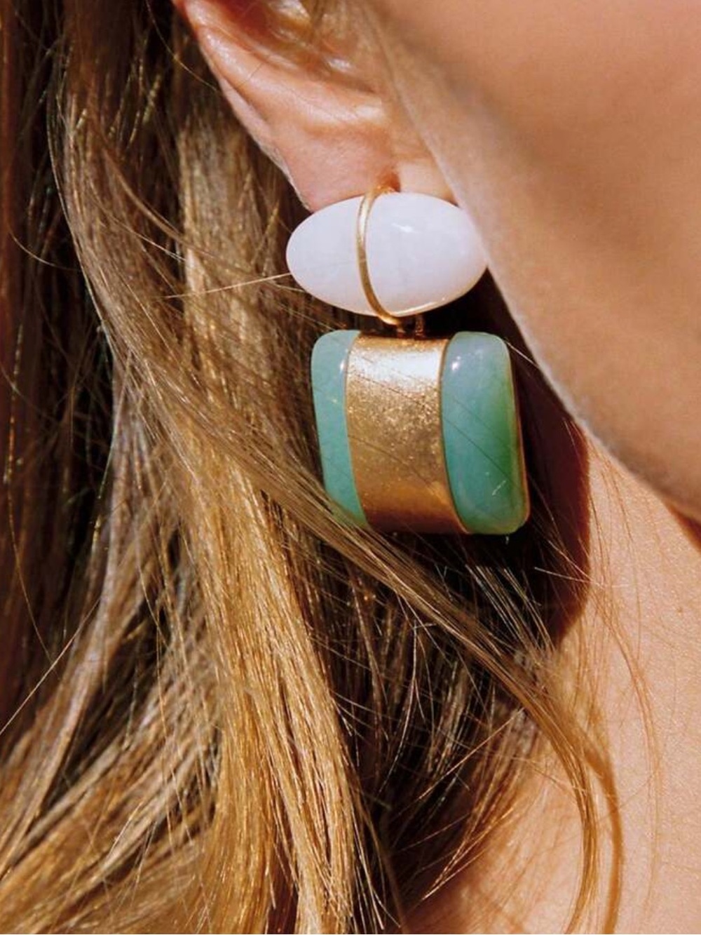 Celadon Sage & Gold Architectural Earrings